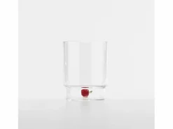 Zafferano Teca Frutta - Juego de 6 Vasos de Vidrio Borosilicato con Manzana - Vaso de 35 cl Doble Fondo Decorado a Mano, Fácilmente Lavable^ Outlet