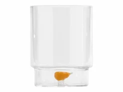 Vaso|Zafferano Teca Frutta Mix - Juego de 6 Vasos de Vidrio Borosilicato con Fruta - Vaso de 35 cl con Doble Fondo Decorado a Mano, Fácilmente Lavable