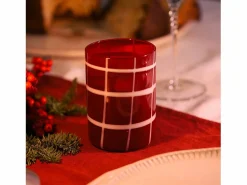 Zafferano Twiddle - Juego de 6 vasos de vidrio soplado rojo, 35 cl - Vasos artesanales con decoración blanca, aptos para lavavajillas^ Best