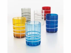 Zafferano Twiddle - Juego de 6 vasos de vidrio soplado rojo, 35 cl - Vasos artesanales con decoración blanca, aptos para lavavajillas^ Best