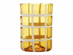 Zafferano Twiddle - Juego de 6 vasos de vidrio soplado de colores, 35 cl - Vasos artesanales con decoración blanca, aptos para lavavajillas Transparente Sale
