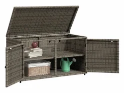 Garden Furniture Armario De Jardín|Zandar Armario de almacenaje de jardín ratán PE 110x55x60,5 cm