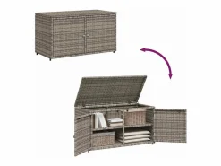 Garden Furniture Armario De Jardín|Zandar Armario de almacenaje de jardín ratán PE 110x55x60,5 cm