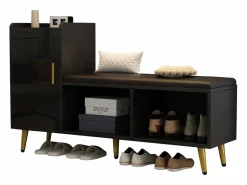 Merax Zapatero - 120 x 35 x 71,5 cm - con asiento tapizado + espacio de almacenaje - aglomerado - Negro Discount