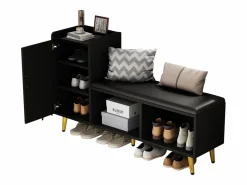 Merax Zapatero - 120 x 35 x 71,5 cm - con asiento tapizado + espacio de almacenaje - aglomerado - Negro Discount