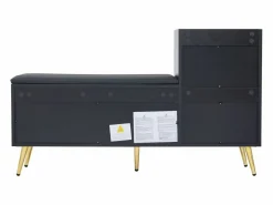Merax Zapatero - 120 x 35 x 71,5 cm - con asiento tapizado + espacio de almacenaje - aglomerado - Negro Discount