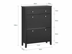 Sobuy Zapatero|Mueble De Almacenaje|Zapatero 2 Solapas Armario de Entrada Zapatero con cajón grande 80 x 25 x 108 cm FSR89-SCH ES