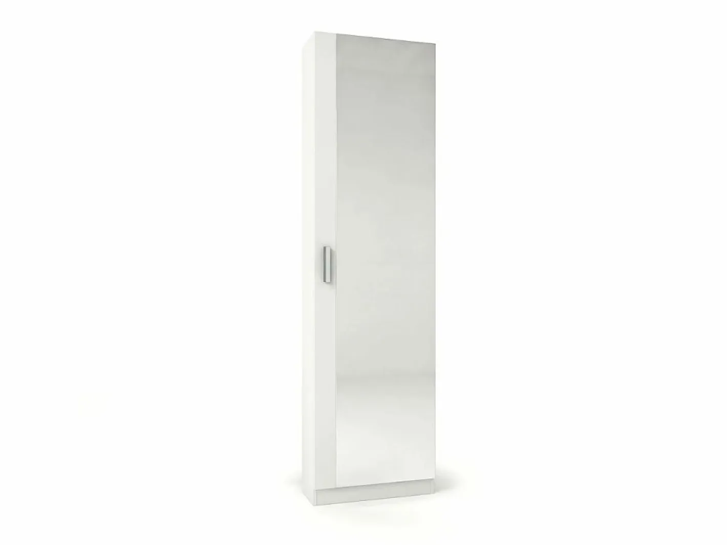 duehome Zapatero alto de 1 puerta con espejo en blanco brillo 180x50 cm Roma Blanco Brillo Gris Online