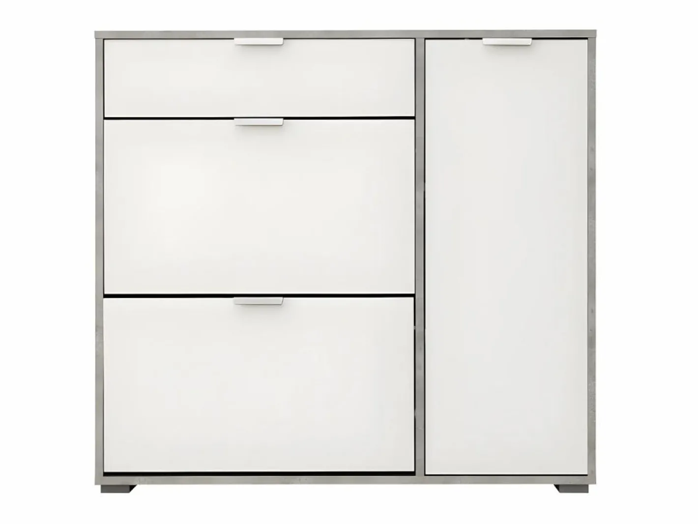 Vente-unique Zapatero ARIETTA - 2 puertas abatibles - Blanco y cemento Gris / Blanco Online