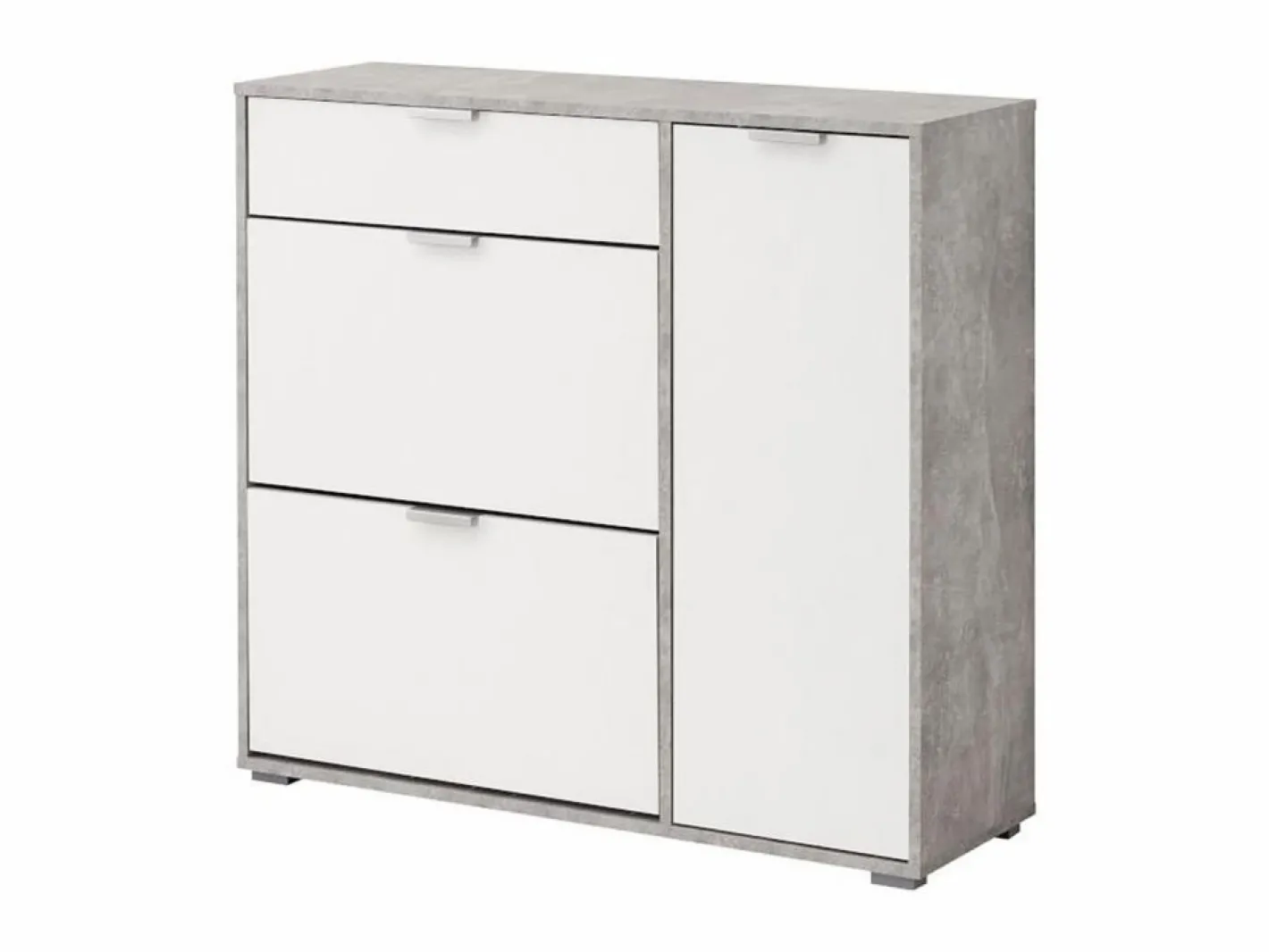 Vente-unique Zapatero ARIETTA - 2 puertas abatibles - Blanco y cemento Gris / Blanco Online