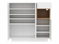 Zapatero con iluminación LED - Zapatero de 3 puertas y 1 cajón - Estantes regulables Blanco Online
