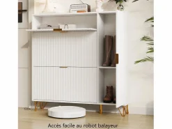 Zapatero de 3 puertas abatibles y 1 puerta, con estantes regulables, 110 x 24 x 118,5 cm^ New