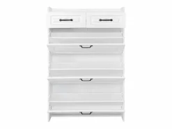 Zapatero con 2 cajones y 3 puertas - Tiradores negros - Madera blanca^Hauss Spole Hot