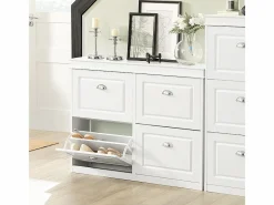 Sobuy Zapatero|Mueble De Almacenaje|Zapatero con 4 Puertas Organizador para Zapatos 105 x 24 x 83 cm FSR79-W ES