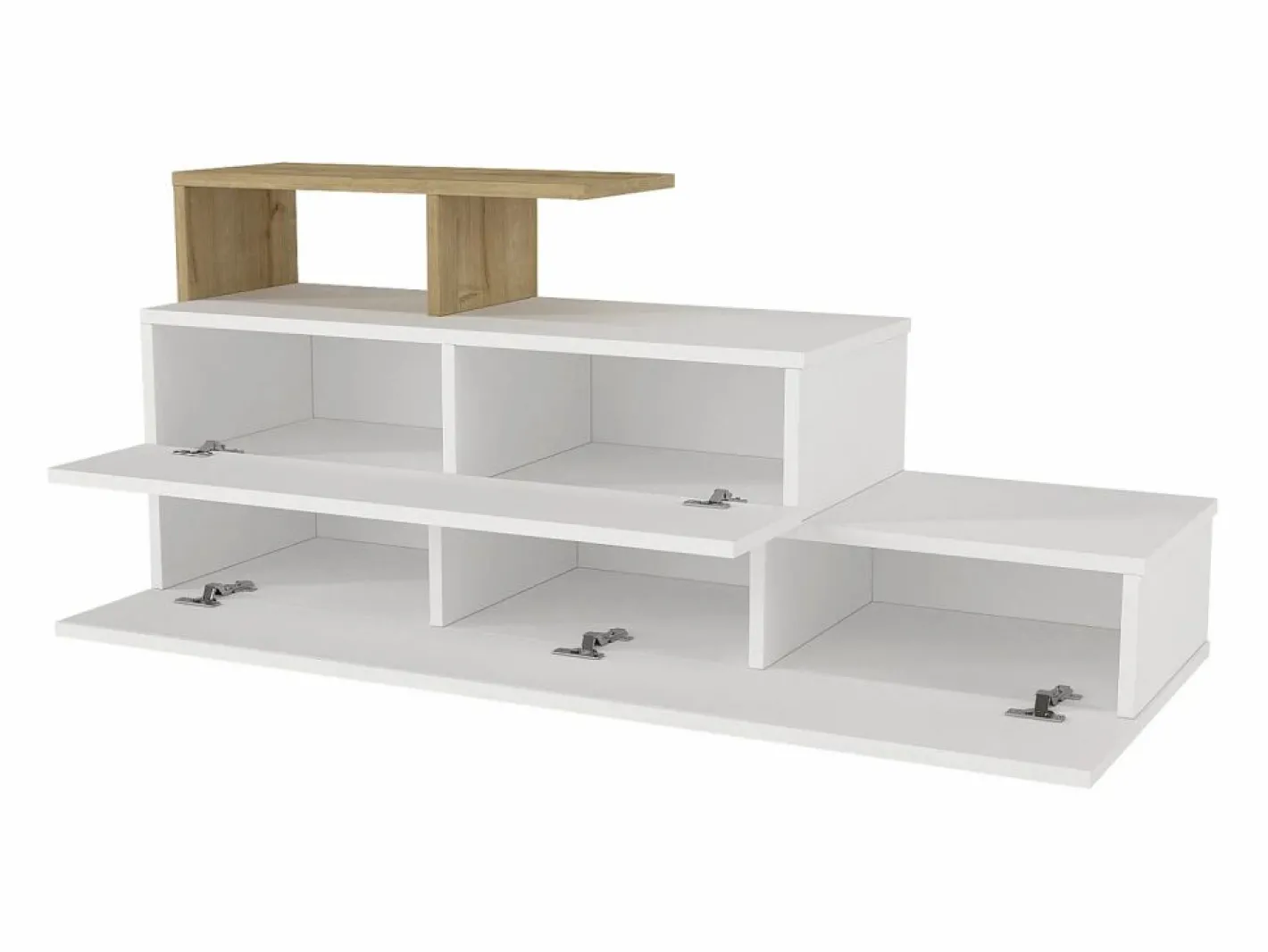 Zapatero con 2 puertas y 1 estante - Blanco y Natural - DAVISTA^Vente-unique Sale