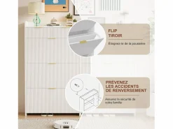 Zapatero con 3 puertas y 2 cajones, estante zapatero basculante, 77 x 24 x 133,5 cm, Blanco Outlet
