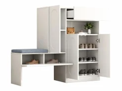 Zapatero|Mueble De Almacenaje|Zapatero con asiento acolchado - 3 puertas, 1 cajón - almacenamiento abierto -