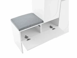Zapatero|Mueble De Almacenaje|Zapatero con asiento acolchado - 3 puertas, 1 cajón - almacenamiento abierto -