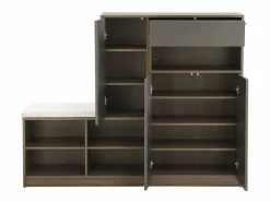 OKWISH Zapatero|Zapatero con banco para zapatos, 3 puertas y 1 cajón, madera y - para recibidores