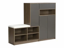 OKWISH Zapatero|Zapatero con banco para zapatos, 3 puertas y 1 cajón, madera y - para recibidores