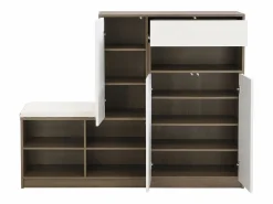 Zapatero con banco para zapatos, 3 puertas y 1 cajón, madera y - para recibidores^OKWISH