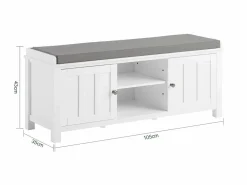 Zapatero con Dos Puertas Cerradas y Dos Estantes, Almacenamiento y Banco con Cojín en Superior，Armarios, FSR35-W ES^Sobuy Online
