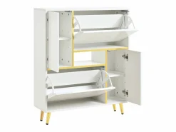 Merax Zapatero|Mueble De Almacenaje|Zapatero con frente brillante - 80 x 25 x 96 cm - LED - Tablero de partículas -