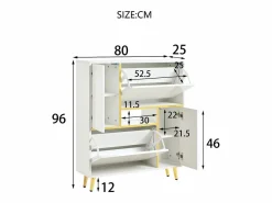 Merax Zapatero|Mueble De Almacenaje|Zapatero con frente brillante - 80 x 25 x 96 cm - LED - Tablero de partículas -
