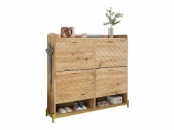 Merax Zapatero de 4 puertas - 108,5 x 24 x 100 cm - para entrada y pasillo - MDF - natural Color natural claro Discount