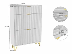 Zapatero|Mueble De Almacenaje|Zapatero de 3 puertas - modelo estrecho con cajones - ideal para entradas y pasillos - 80 x 24 x 118,5 cm