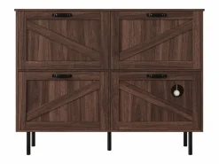 Zapatero de cuatro puertas, almacenamiento para juguetes de mascotas, color nogal^Hauss Spole Best