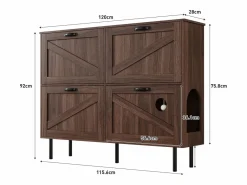 Zapatero de cuatro puertas, almacenamiento para juguetes de mascotas, color nogal^Hauss Spole Best