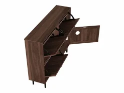 Zapatero de cuatro puertas, almacenamiento para juguetes de mascotas, color nogal^Hauss Spole Best