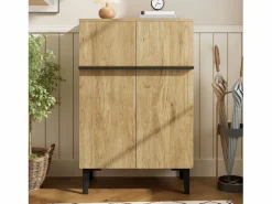 Zapatero en color madera con 2 puertas - estantes regulables 60 × 34,5 x 95 cm^Hauss Spole New