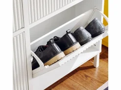Sobuy Zapatero|Mueble De Almacenaje|Zapatero Estrecho con 4 Solapas Organizador FSR177-L-W ES