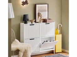 Sobuy Zapatero|Mueble De Almacenaje|Zapatero Estrecho con 4 Solapas Organizador FSR177-L-W ES