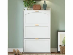 Merax Zapatero estrecho de 3 compartimentos - 76 x 23 x 118 cm - para recibidor y salón - tablero de partículas - Blanco Online