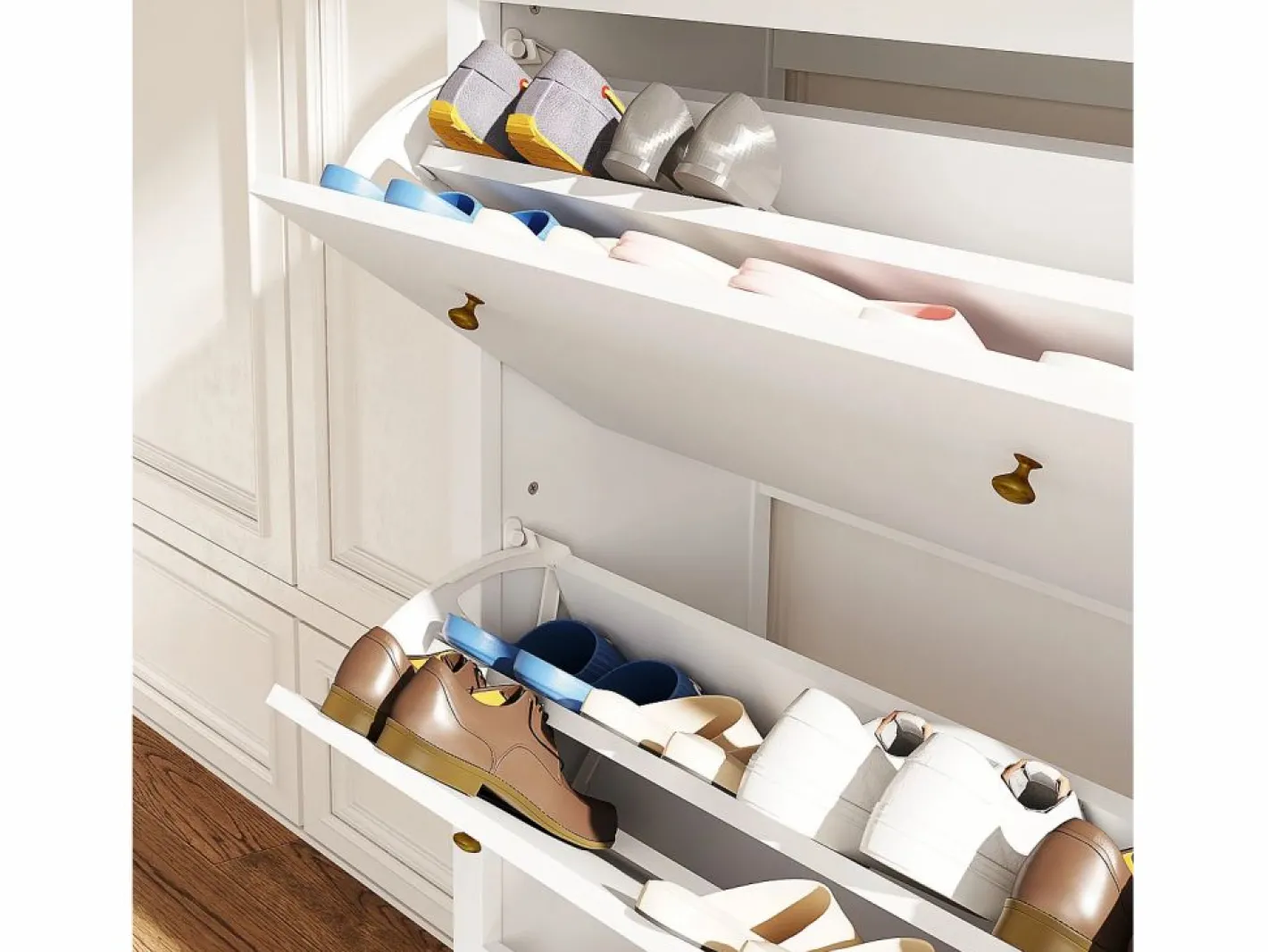 Homcom Zapatero|Mueble De Almacenaje|Zapatero Kiwita 2 cajones abatibles 109x84x29 cm