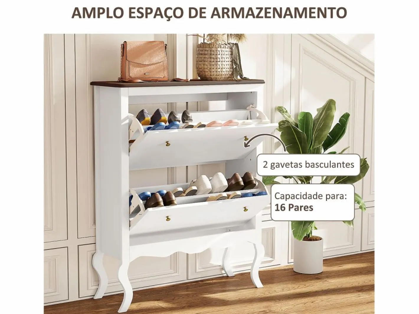 Homcom Zapatero|Mueble De Almacenaje|Zapatero Kiwita 2 cajones abatibles 109x84x29 cm