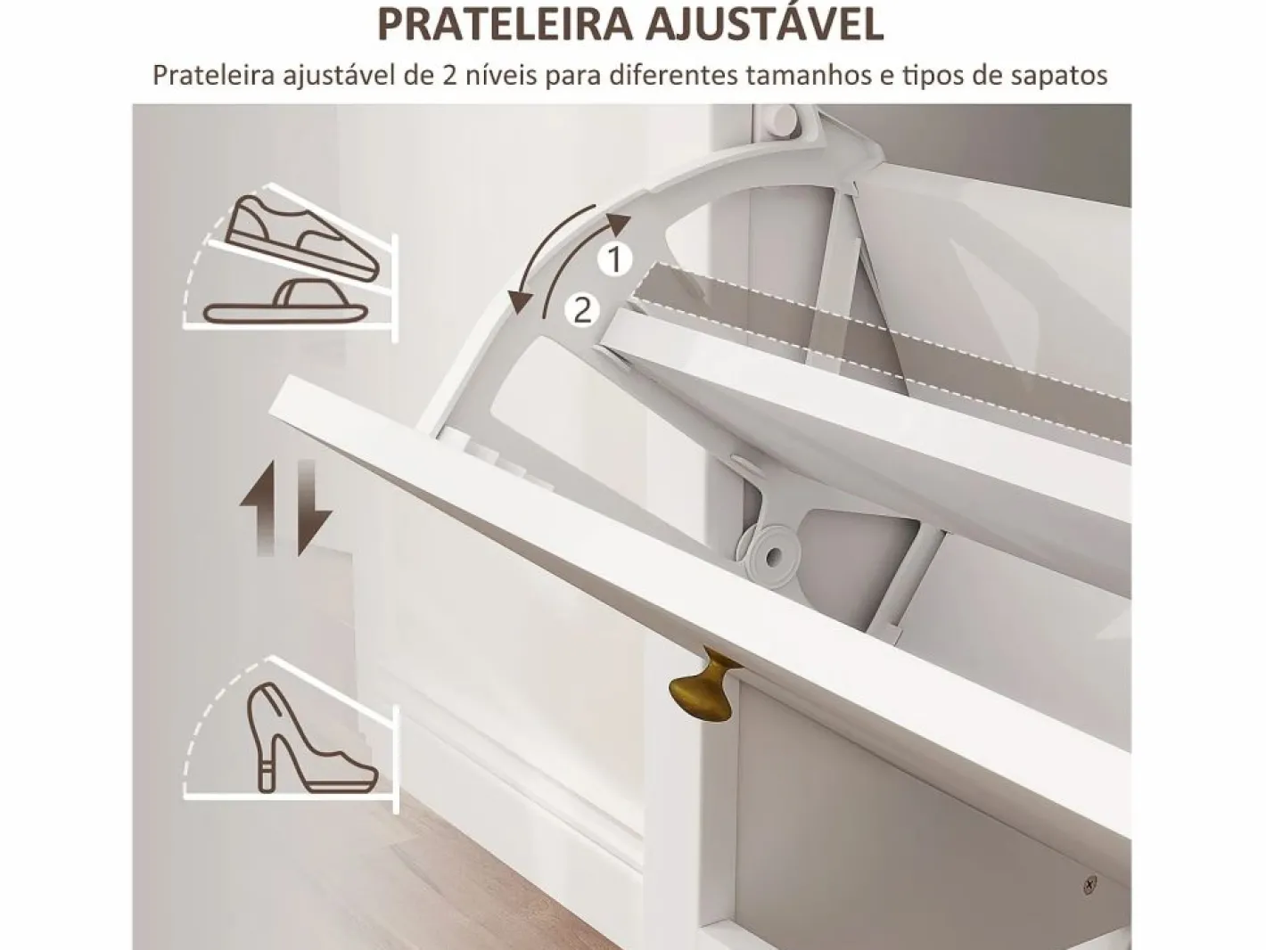 Homcom Zapatero|Mueble De Almacenaje|Zapatero Kiwita 2 cajones abatibles 109x84x29 cm