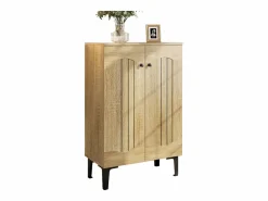 Merax Zapatero moderno - 60 x 31,5 x 95 cm - con 2 puertas y estantes multinivel - tablero de partículas - natural Color natural claro Clearance