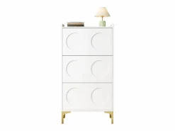 Merax Zapatero moderno - 63 x 24 x 120 cm - con 3 puertas + patas metálicas - MDF - Blanco Online