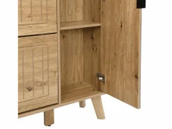 Zapatero moderno con espejo y puertas abatibles + estante - 110 x 24 x 137,5 cm - MDF - natural^Merax Best
