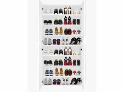 Web furniture Zapatero multiusos 4 puertas y 8 estantes diseño moderno Ping Dress Blanco Discount