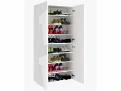 Web furniture Zapatero multiusos 4 puertas y 8 estantes diseño moderno Ping Dress Blanco Discount