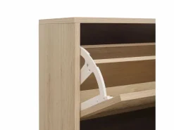 OKWISH Zapatero natural con 3 puerta basculante y tiradores negros - Ideal para entradas y pasillos Color natural claro New