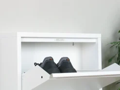 ebuy24 Zapatero Pisa de 9 puertas en metal . Se entrega completamente montado. Blanco Best