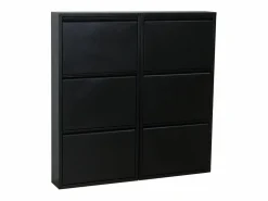 ebuy24 Zapatero Pisa de 6 puertas en metal . Se entrega completamente montado. Negro Discount