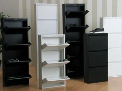 ebuy24 Zapatero Pisa de 6 puertas en metal . Se entrega completamente montado. Negro Discount