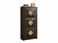 Merax Zapatero|Mueble De Almacenaje|Zapatero vintage con decoración de ratán - 54 x 25 x 115 cm - con 3 compartimentos abatibles - tablero de partículas -